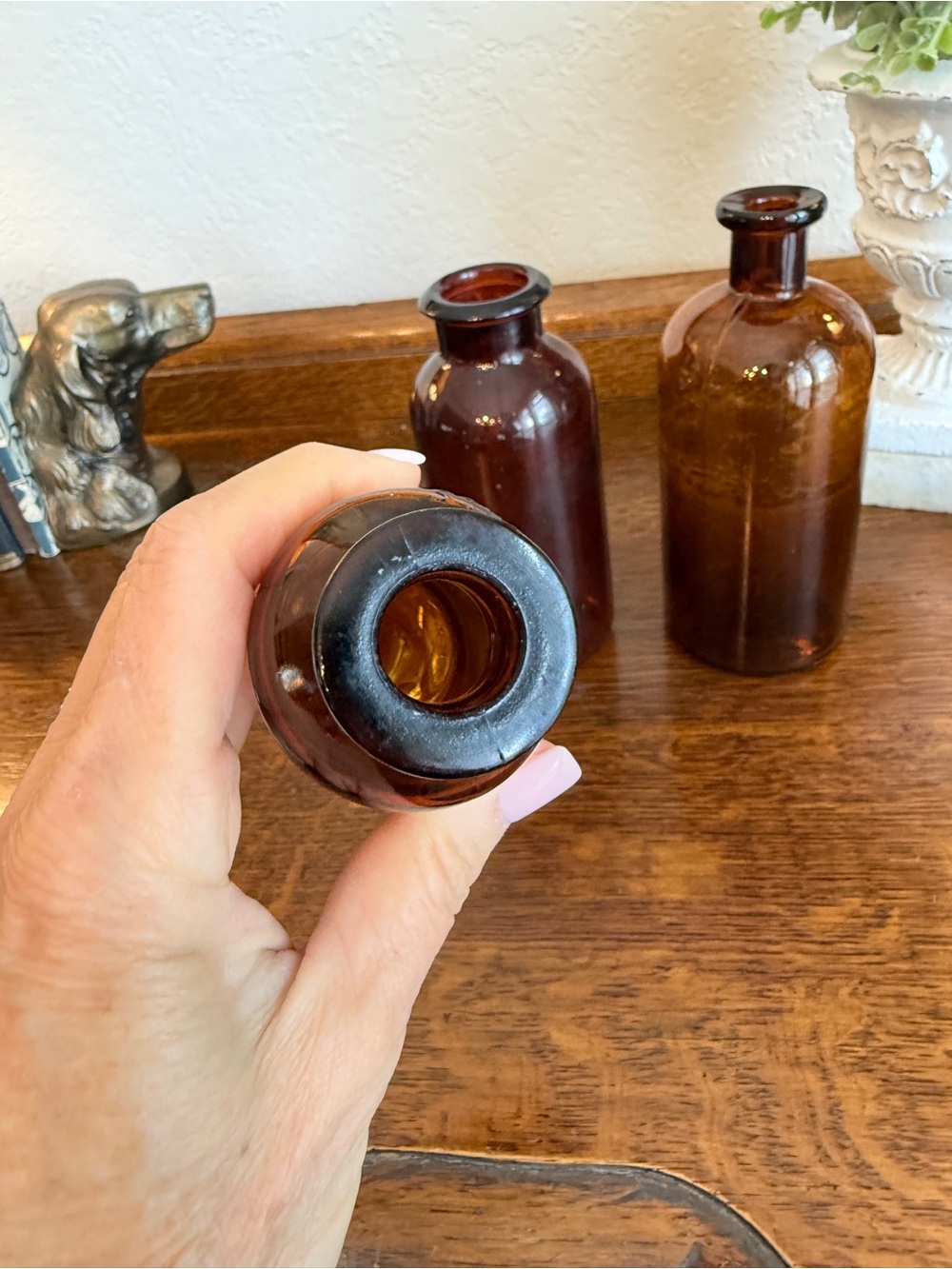 Antique Amber Glass Apothecary Bottle Trio - Picture 7 of 17